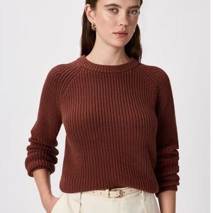 Quince 100% Organic Cotton Rich Brown Fisherman’s Crew Neck Sweater